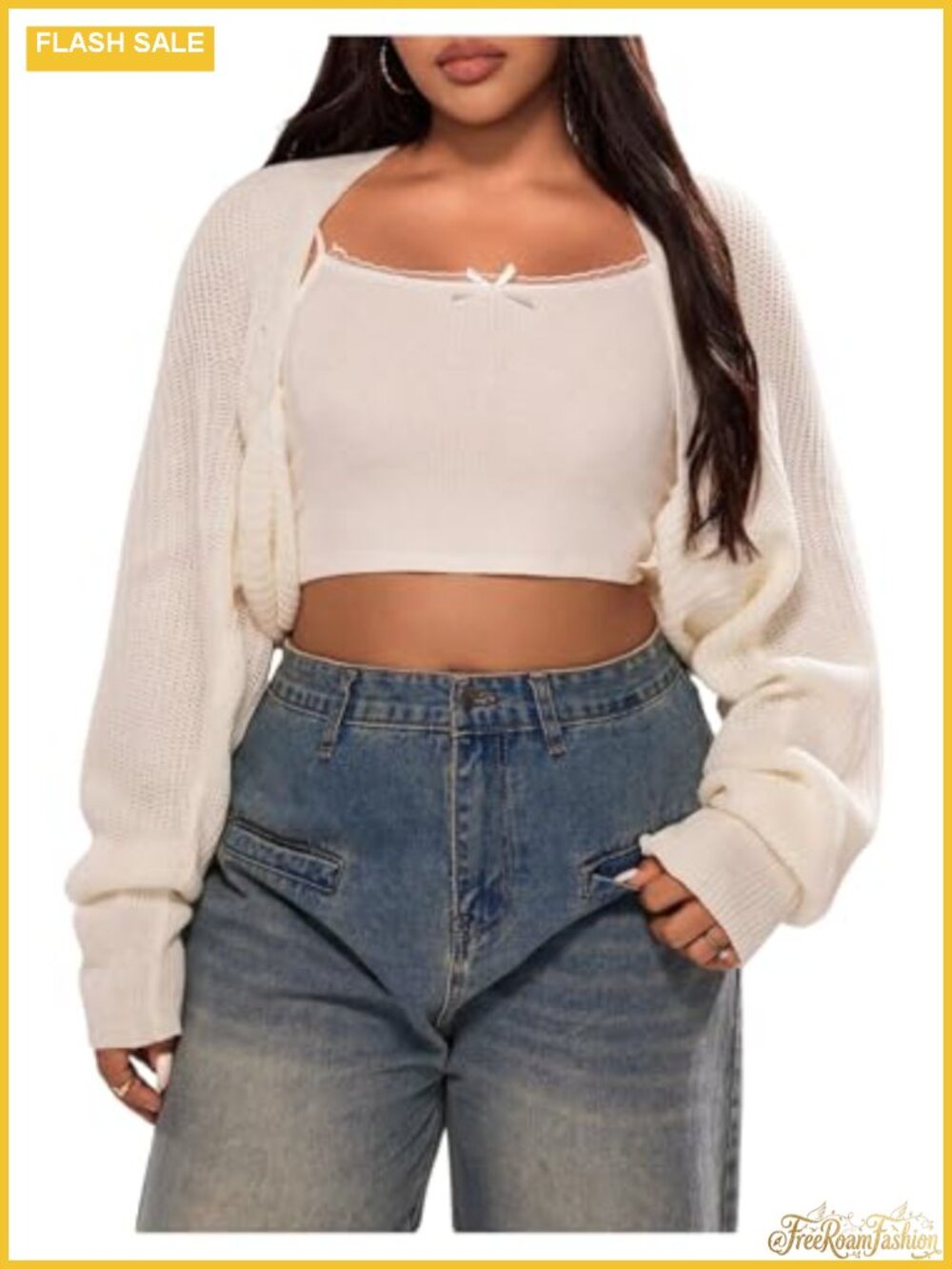 Women's Plus Size Crochet Shrug Cardigan Open Front